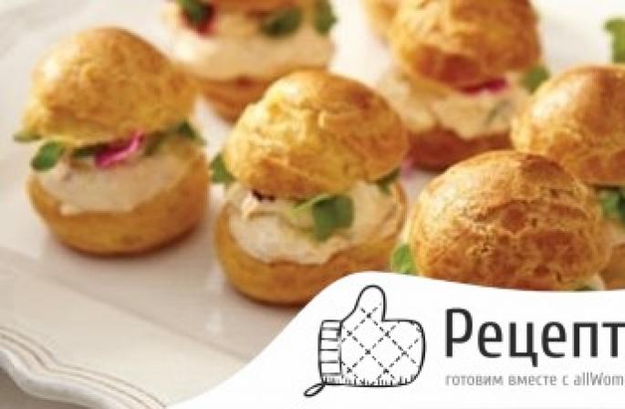 Profiterole cu umplutură de brânză, rețetă cu fotografie